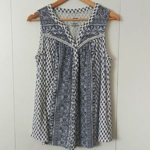 Sonoma button down blue print tank top size large